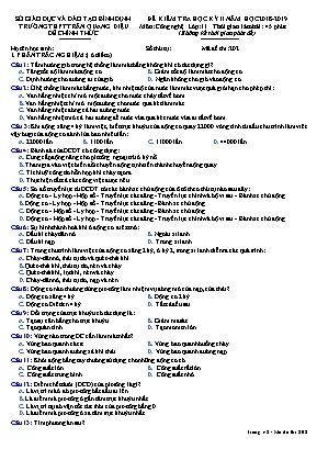 Đề kiểm tra học kỳ 2 môn Công nghệ Lớp 11 - Năm học 2018-2019 - Trường THPT Trần Quang Diệu